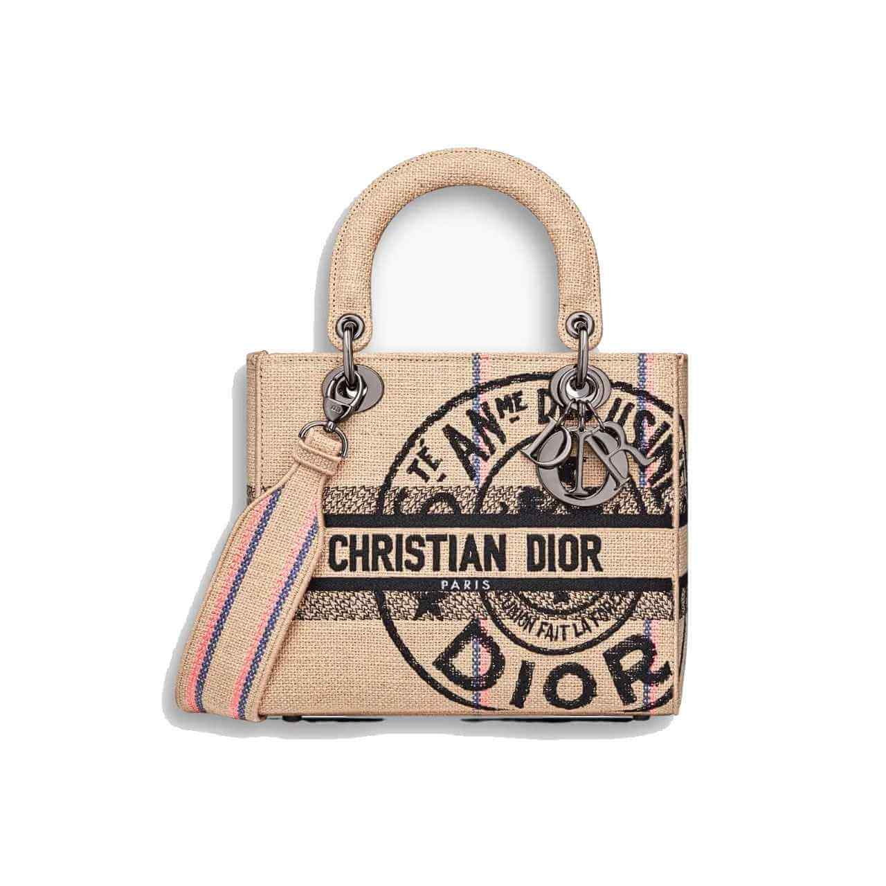 Dior Lady D Lite Medium Bag Beige Jute 24cm Dior Lady D Lite Medium Bag Beige Jute - Image 1