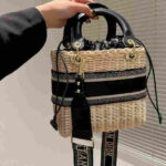 Dior Medium Lady Dior Rattan Bag Blue Dior Oblique Jacquard - Image 3