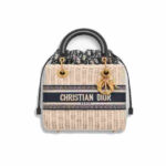 Dior Medium Lady Dior Rattan Bag Blue Dior Oblique Jacquard