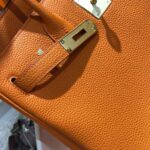 Hermes Birkin Togo Leather Handbag in Orange with Gold Hardware - Image 6