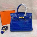 Hermes Birkin Crocodile Dark Blue Gold Hardware - Image 5