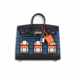 Hermes Faubourg Birkin Matte Alligator Blue & Black