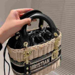 Dior Medium Lady Dior Rattan Bag Blue Dior Oblique Jacquard - Image 4