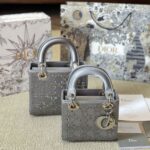 Mini Lady Dior Bag in Grey Strass Satin - Image 2