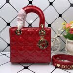 Dior Small Lady Dior Bag in Shiny Cherry Red - Image 6