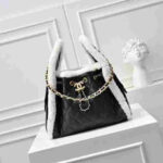 Chanel Small Hobo Black Quilted Leather Shearling Trim Bag - Image 2