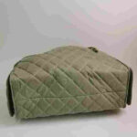 Chanel Small Handbag Khaki Suede Quilted Bag - Image 2