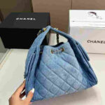 Chanel Small Hobo Washed Denim Blue Bag - Image 3