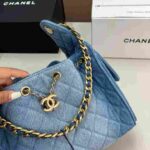 Chanel Small Hobo Washed Denim Blue Bag - Image 5