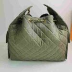 Chanel Small Handbag Khaki Suede Quilted Bag - Image 5