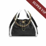 Chanel Small Hobo Black Quilted Leather Shearling Trim Bag