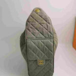 Chanel Small Handbag Khaki Suede Quilted Bag - Image 6