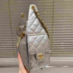 Chanel Small Metallic Silver Quilted Leather Handbag - Image 4