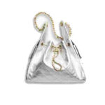 Chanel Small Metallic Silver Quilted Leather Handbag