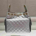 Chanel Small Metallic Silver Quilted Leather Handbag - Image 5