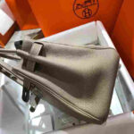 Hermès Birkin Etoupe Clemence Silver Hardware Bag - Image 6