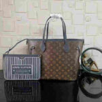 Louis Vuitton Neverfull MM Reversible Blue Grey Tote Bag