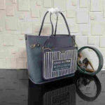 Louis Vuitton Neverfull MM Reversible Blue Grey Tote Bag - Image 5