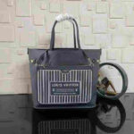 Louis Vuitton Neverfull MM Reversible Blue Grey Tote Bag - Image 8