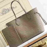 Louis Vuitton Neverfull MM Tourterelle Empreinte Leather Tote Bag - Image 9