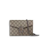 Gucci Dionysus GG Supreme Chain Wallet Beige and Ebony