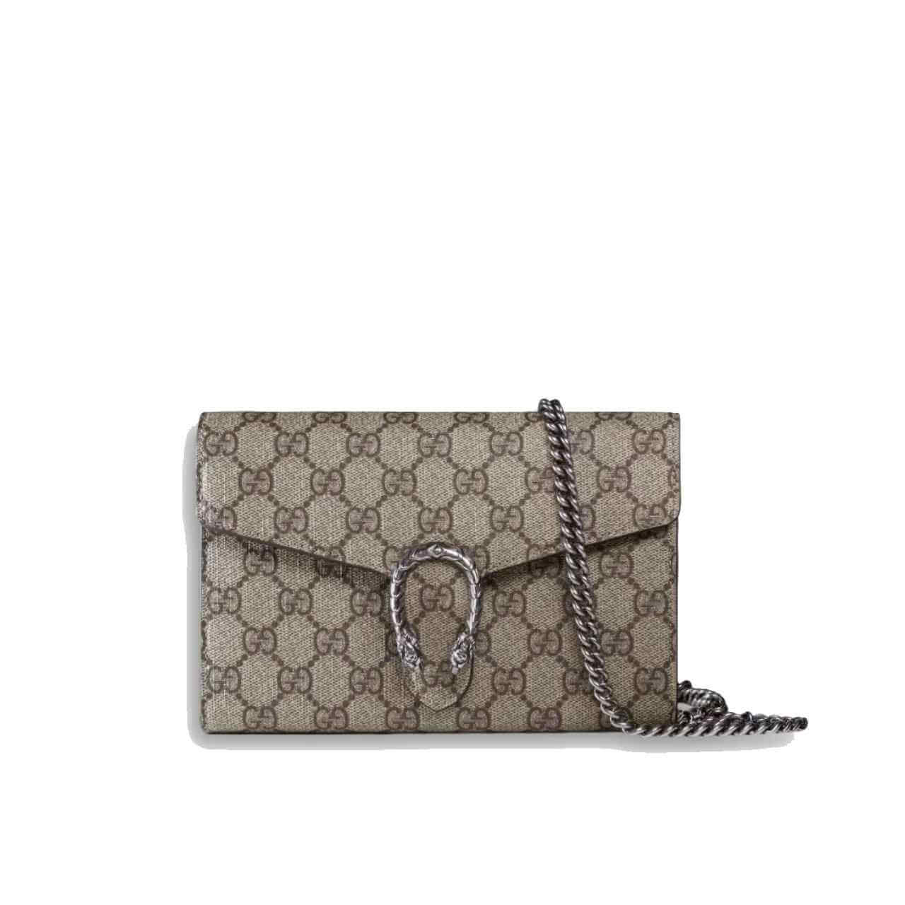 Gucci Dionysus GG Supreme Chain Wallet Beige and Ebony 20cm Gucci Dionysus GG Supreme Chain Wallet Beige and Ebony - Image 1