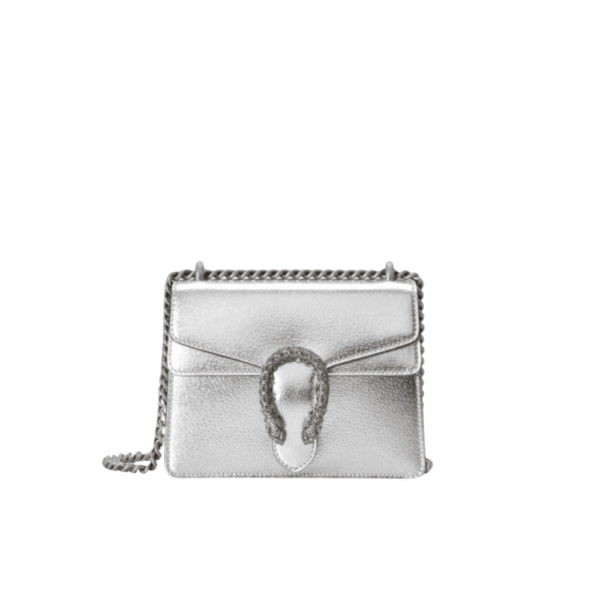 Gucci Dionysus Mini Silver Metallic Leather Bag
