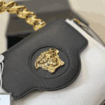 Versace La Medusa White Black Leather Shoulder Bag - Image 3