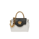 Versace La Medusa White Black Leather Shoulder Bag