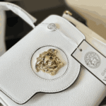 Versace La Medusa White Grained Leather Tote Bag with Gold Hardware - Image 3