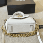 Versace La Medusa White Grained Leather Tote Bag with Gold Hardware - Image 4