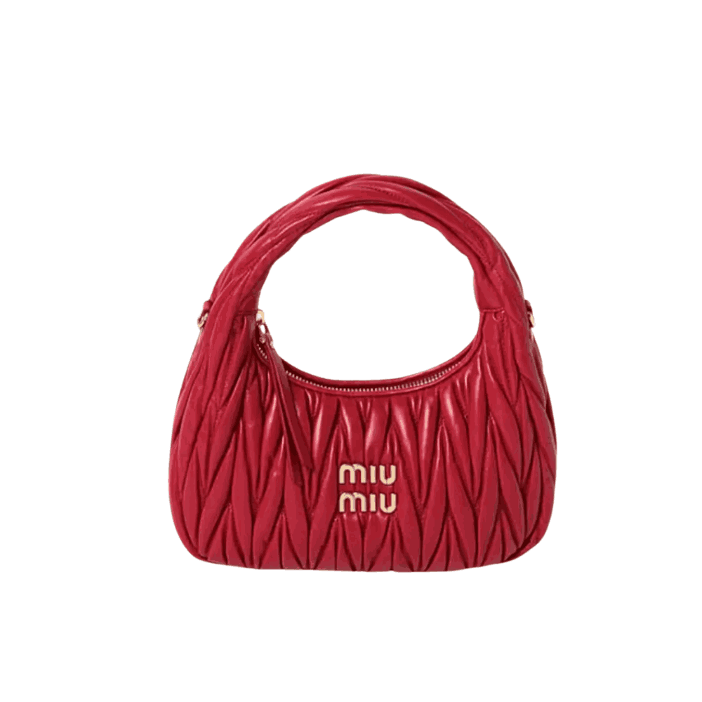 1_1_11zon Miu Miu Wander Matelassé Leather Hobo Bag Red - Image 1