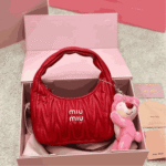 Miu Miu Wander Matelassé Leather Hobo Bag Red - Image 2
