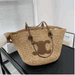 Celine Triomphe Panier Raffia Tote Bag Palm Tan - Image 2
