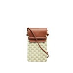 Celine Phone Pouch With Flap in Triomphe Canvas & Beige