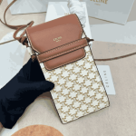 Celine Phone Pouch With Flap in Triomphe Canvas & Beige - Image 2