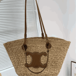 Celine Triomphe Panier Raffia Tote Bag Palm Tan - Image 6