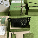 Gucci GG Marmont Monochrome Chain Belt Bag Black Leather - Image 3
