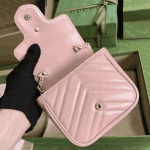 Gucci GG Marmont Belt Bag Pink Matelassé Leather - Image 3