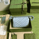 Gucci GG Marmont Chain Belt Bag Blue Leather - Image 3