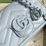 Gucci GG Marmont Chain Belt Bag Blue Leather - Image 2