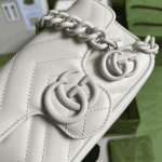 Gucci GG Marmont Monochrome Chain Belt Bag White Leather - Image 3