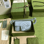 Gucci GG Marmont Chain Belt Bag Blue Leather - Image 6