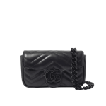 Gucci GG Marmont Chain Belt Bag Black Leather