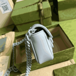 Gucci GG Marmont Chain Belt Bag Blue Leather - Image 7