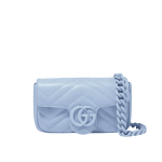 Gucci GG Marmont Chain Belt Bag Blue Leather