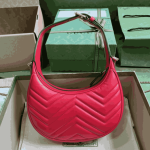 Gucci GG Marmont Half Moon Mini Bag Red Leather - Image 3