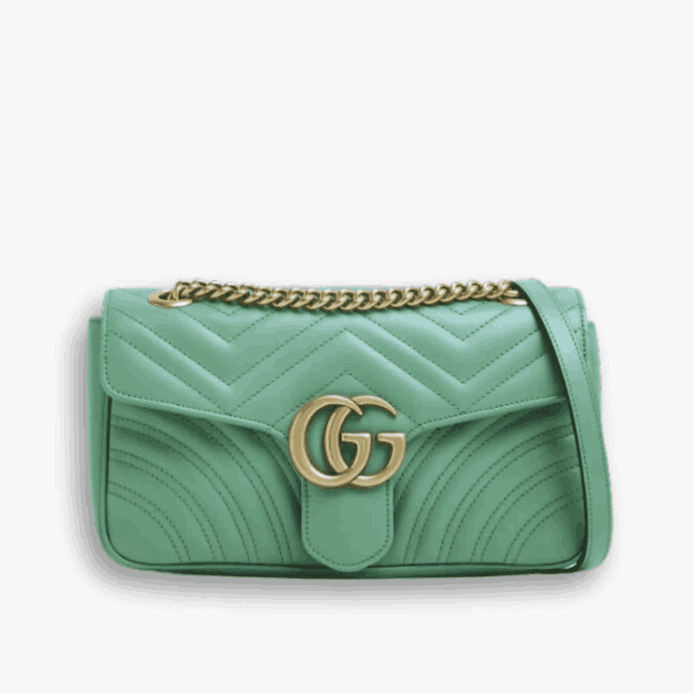 Gucci GG Marmont Matelassé Shoulder Bag Green Leather Gucci GG Marmont Matelassé Shoulder Bag Green Leather - Image 1