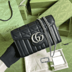 Gucci GG Marmont Mini Matelassé Black Leather Chain Bag - Image 4