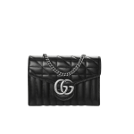Gucci GG Marmont Mini Matelassé Black Leather Chain Bag